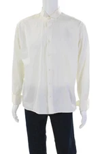 Barneys New York Mens Collar Long Sleeve Button Down Shirt White Size 16L