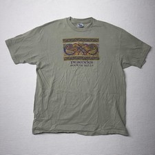 Vintage Book Of Kells Peacocks Graphic Shirt Mens XL Green Hanes Beefy-T 90s