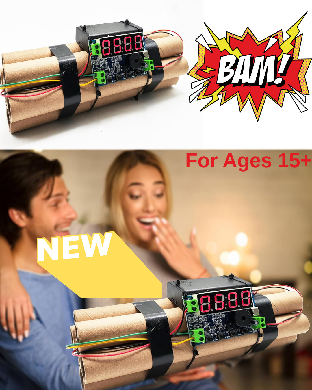 Movie Props,DIY Alarm Clock Prank Trick Toys for Cosplay Dec