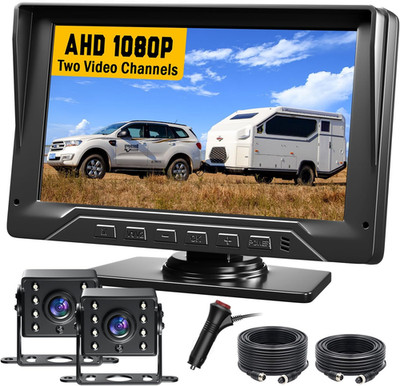Dual RV Backup Camera Plug and Play, 7'' Backup Camera for Truck Trailer, No Del