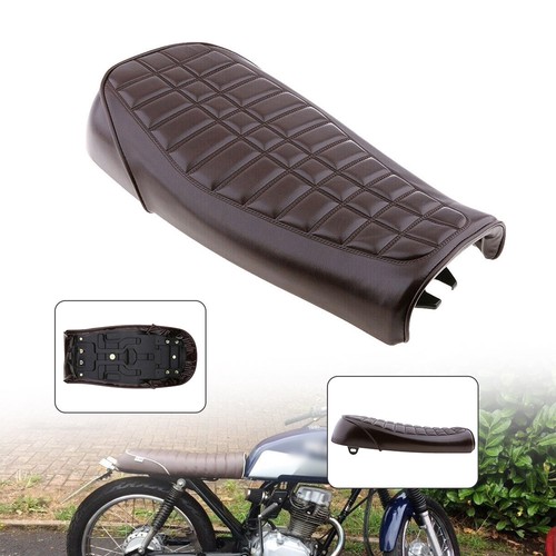 Seat Pillion Cushion Brown Cafe Racer Pad Long Passenger For Honda CG125 CG 125 - Foto 9 di 13