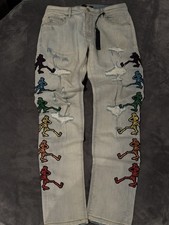 Amiri Grateful Dead Skinny Fit Embroidered Di...