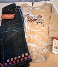 NWT Baby Girls Lot Of 2 Gymboree Jeans Oshkosh Bodysuit 6 Mos