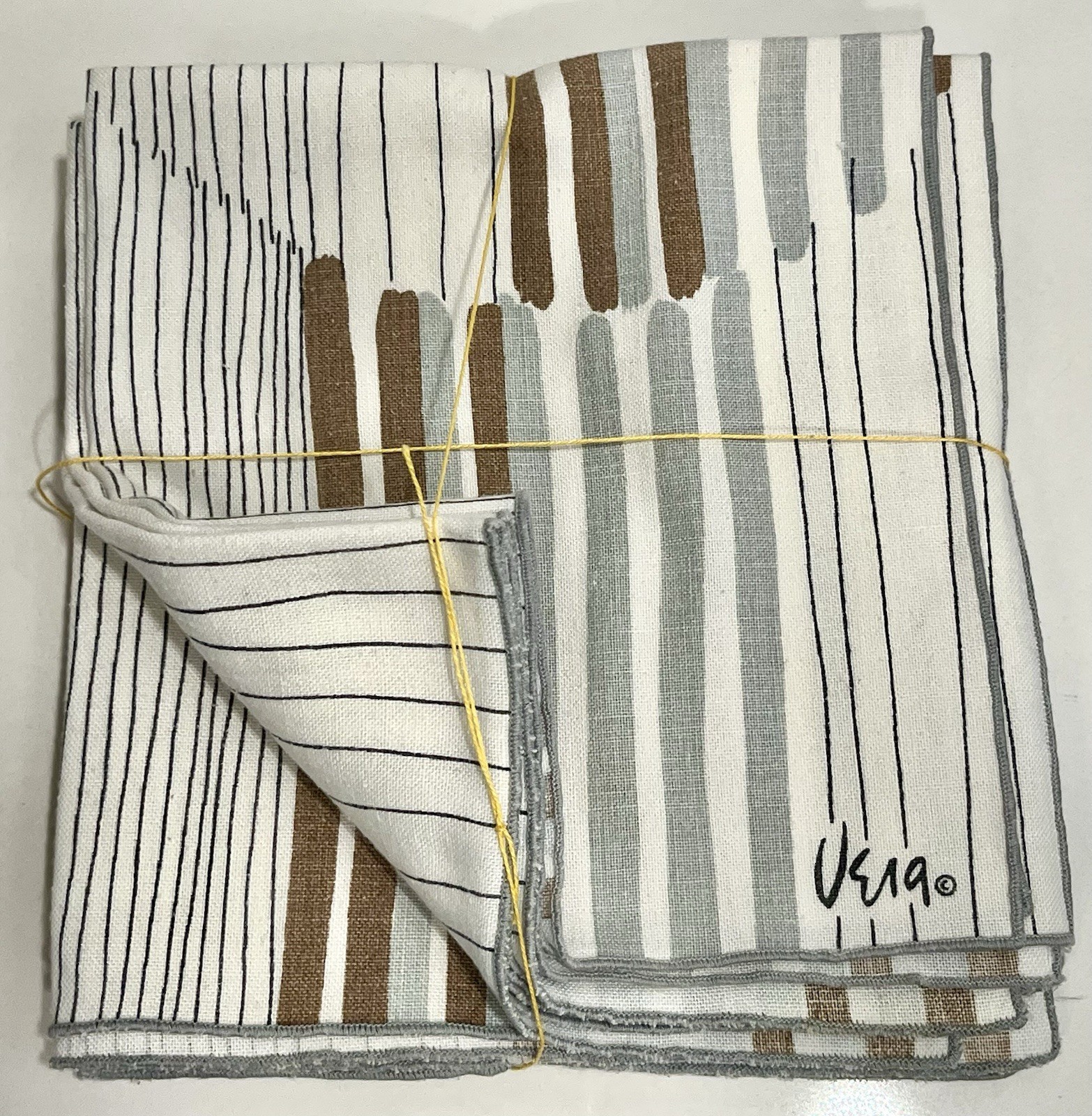 VERA NEUMANN 1970s Linen Napkins SET NOS *UNUSED* RARE Modern Geometric Lines