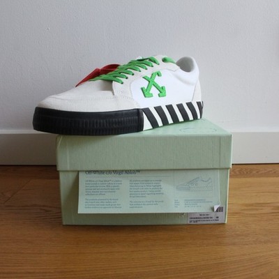 Off-White Vulc Low Sneaker Canvas White Lime Green 46 EU OMIA085S23LEA0050155