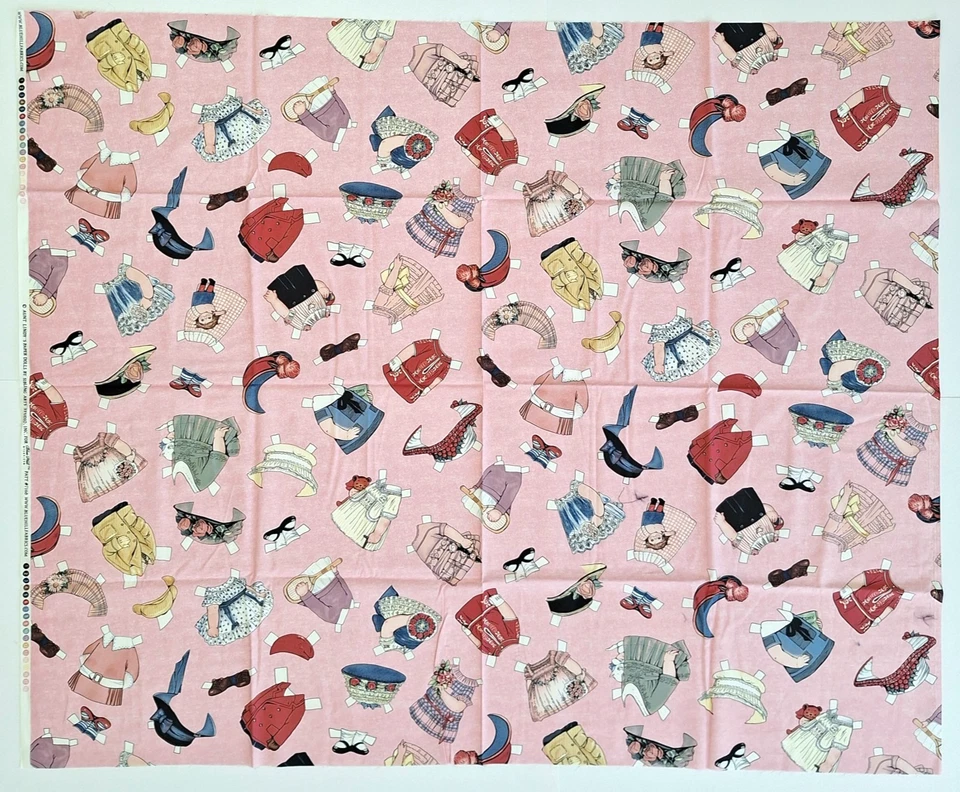 Muñecas de papel de tía Lindy’s Hermano estudio de artes telas Blue Hill #7168 rosa 1 año Foto 2 de 4