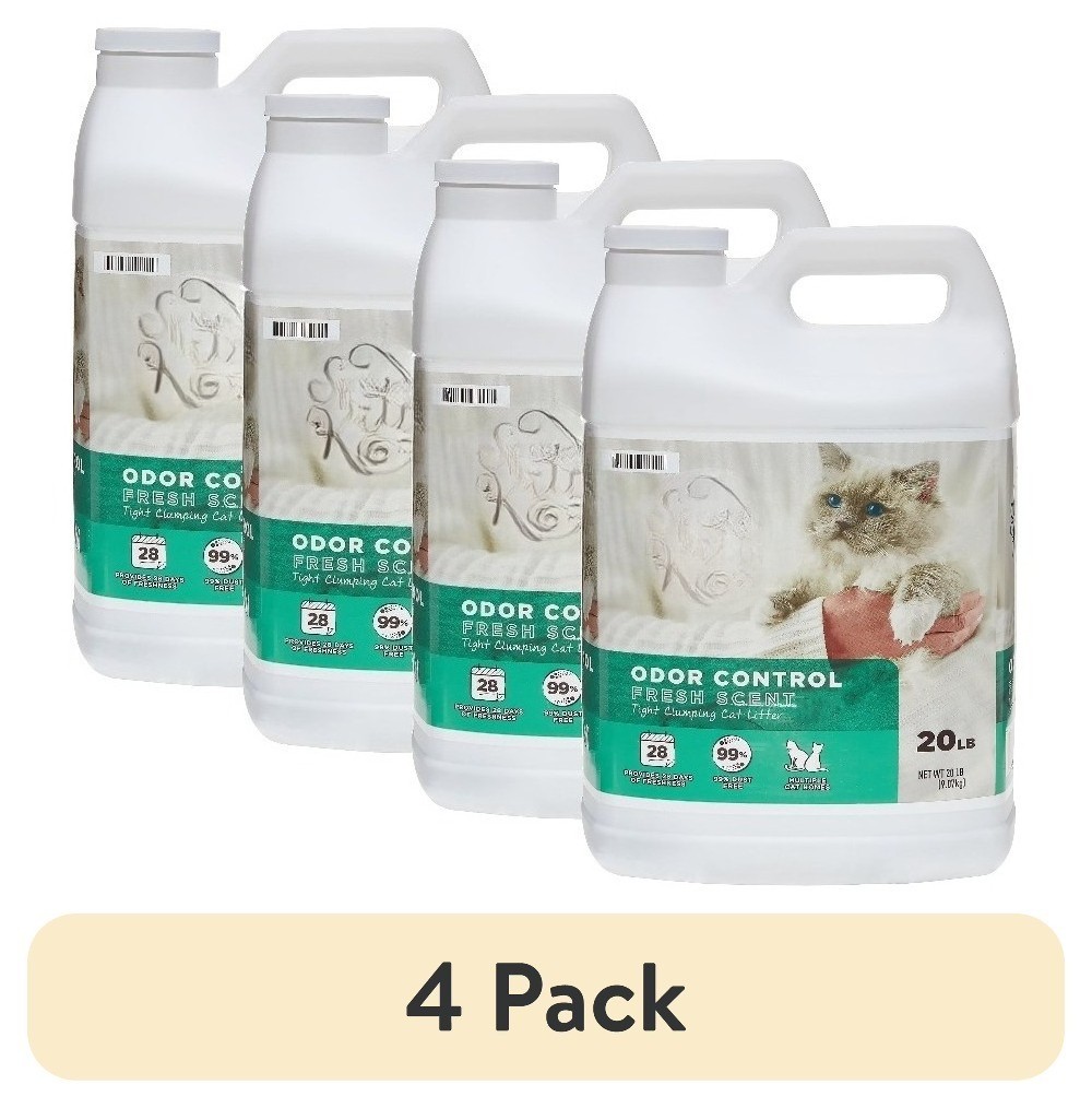 (4 pack)Scoopable Tight Clumping Cat Litter, Fresh Scent, 20 lb
