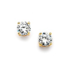 Mariell Cubic Zirconia Crystal Stud Earrings, 2 Carat Round CZ Solitaire, Imi...