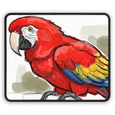Cute Red Parrot Sketch Gaming Mouse Pad
