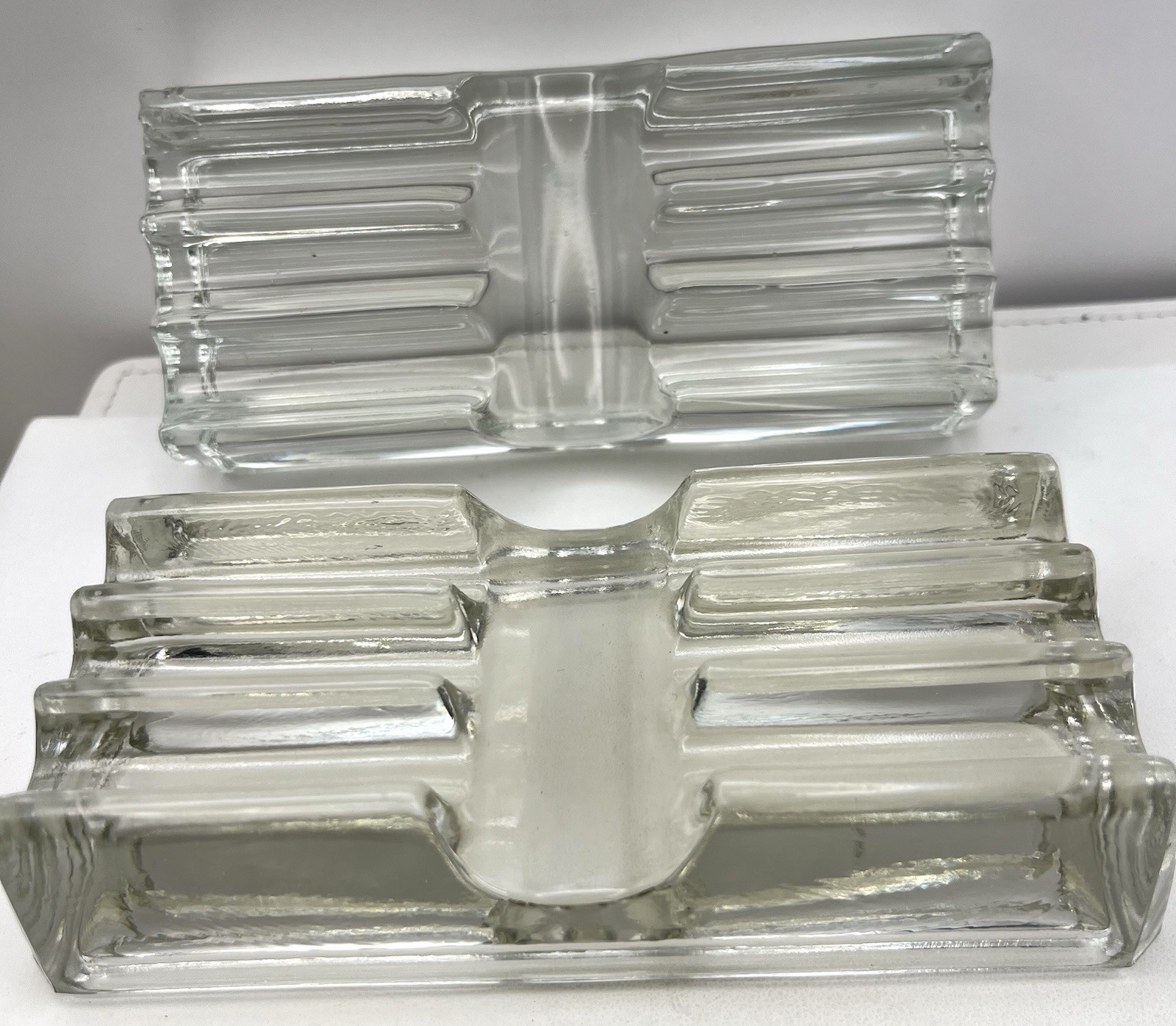 Vintage HEAVY GLASS 1930s Cigar/Pencil/Pen Holder (2) PAPERW