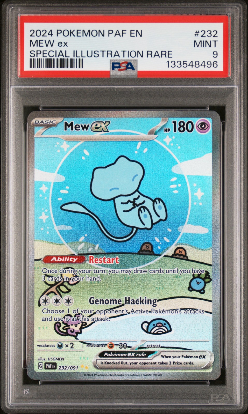 2024 POKEMON PAF EN-PALDEAN FATES SPECIAL ILLUSTRATION RARE #232 MEW EX PSA 9