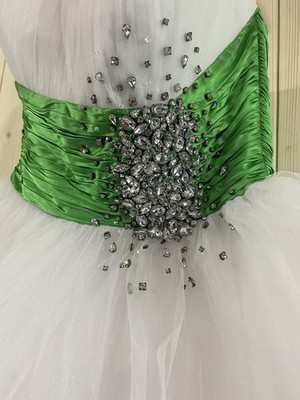 green tulle mini dress Green Floral Tulle A-line Short Dress with Tie Shoulders – Ohmollydress
