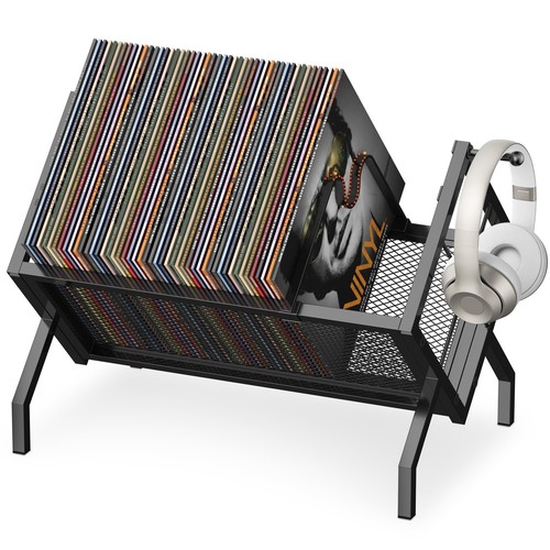 Vinyl Record Storage Holder Rack 80-100 Lp Album Shelf Metal Display Stand