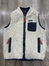 Patagonia Kids Toddler Fleece Vest 5T Ivory Navy Retro-X