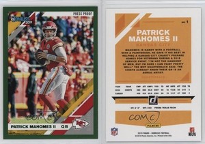 2019 Panini Donruss Press Proof Green Patrick Mahomes II #1