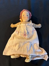 Vintage 1930 Cloth Lenci Type Doll Painted Side Eyes Raffia Hair Argentina 11"
