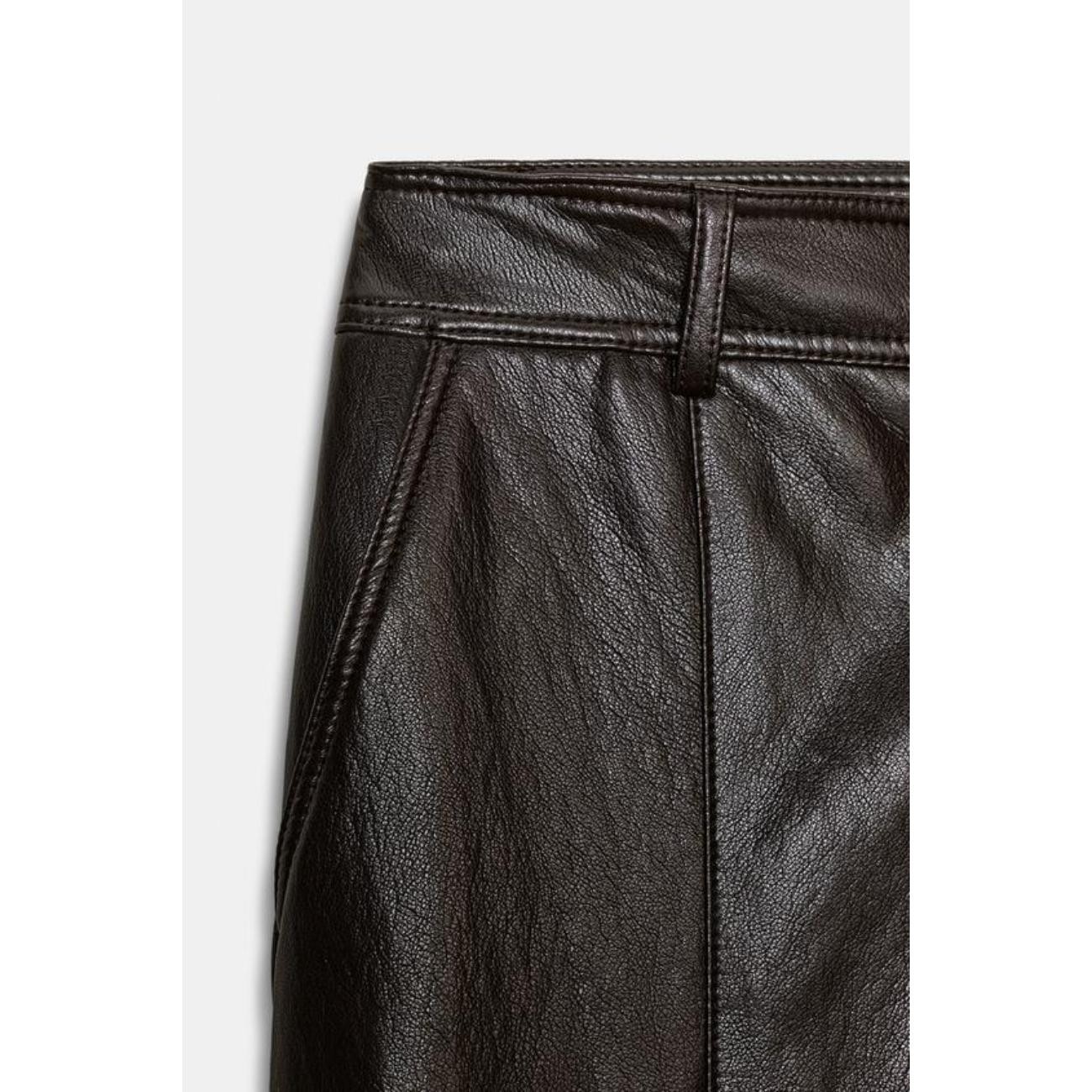 ZARA FAUX LEATHER STRAIGHT TROUSERS image 3