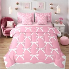 Pink Princess Comforter Set with Sheets 7 Piece Queen Pink White and Pink