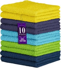 10 Pack 100 Cotton Wash Cloth, Luxurious Soft, 12 x 12 inch Ultra Absorbent,
