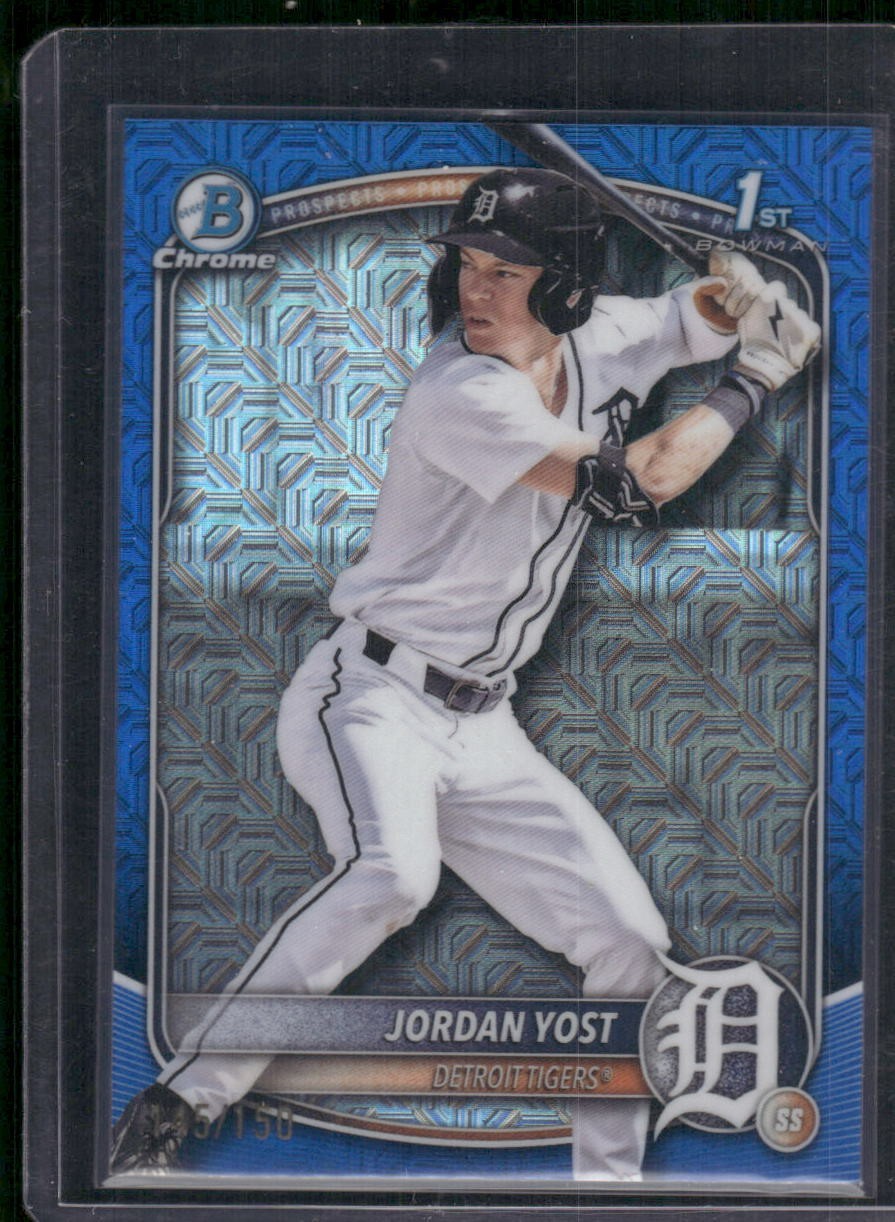 JORDAN YOST 2025 BOWMAN CHROME DRAFT 1ST MEGA BLUE MOJO /150