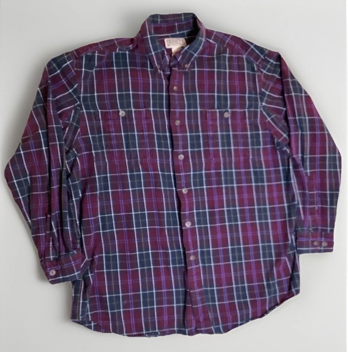 Duluth Trading Co. Mens Flannel Button Up Long Sleeve Shirt XL Pockets Maroon