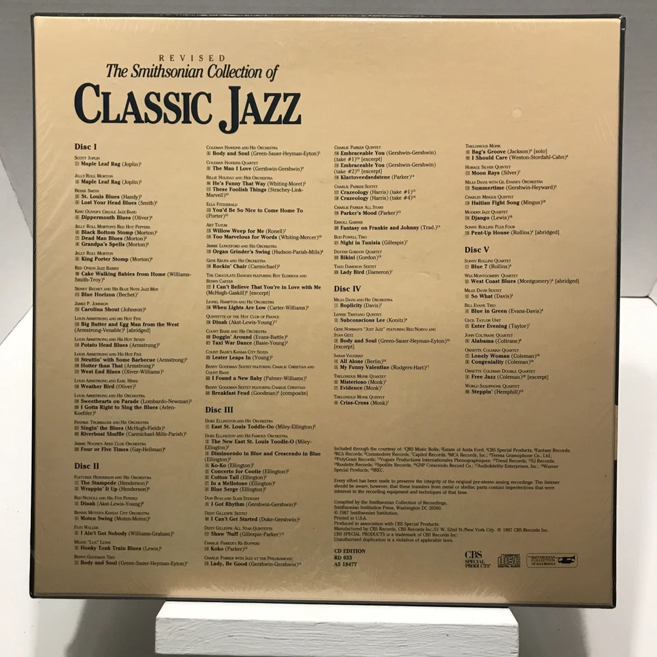 The Smithsonian Collection Of Classic Jazz-Revised (5-CDs Box Set , 1987) NEW - Image 2 of 4