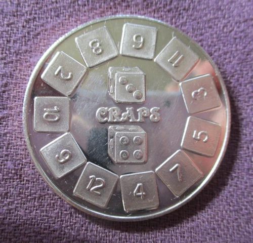 Crown Mint Spinner -Craps-  RARE  Unique  1 Troy Oz. .999 Fine Silver Round 1984