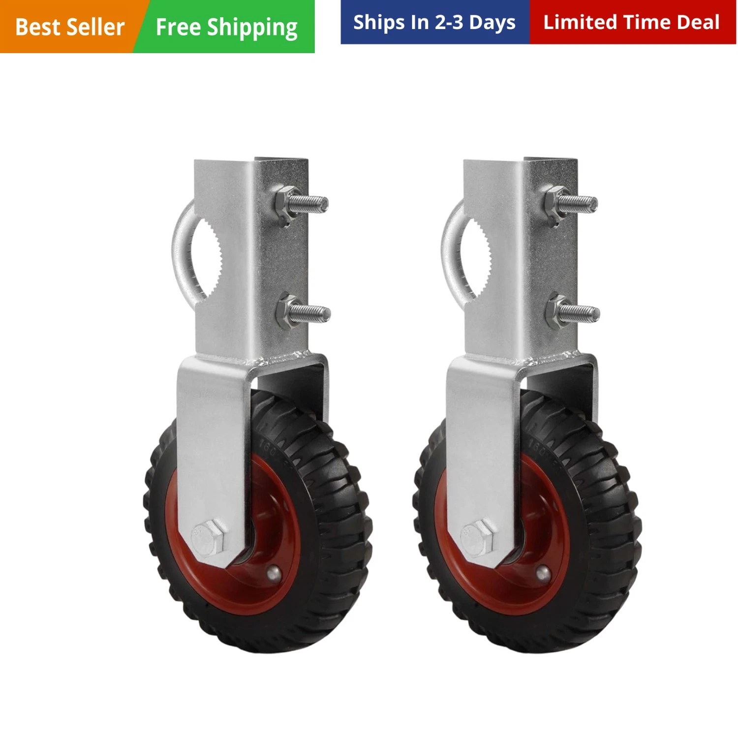 Gate Wheel 6 inch Farm Gate Wheel, 2 Pack Gate Support Wheel with 1-3/8" Thru...