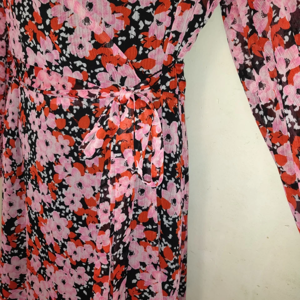 Vestido floral True Wrap BAR III tamanho M COTTAGECORE boho em camadas babado romântico - Imagem 3 de 4