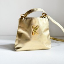 Paloma Picosso Gold Metallic Leather Convertible Shoulder Crossbody Bag