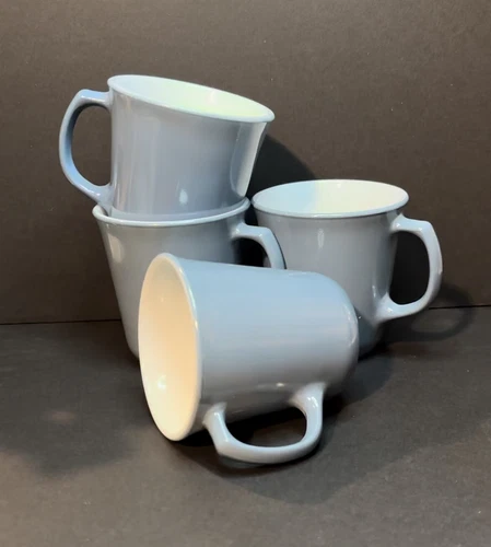 1 Vintage PYREX Corning Milk Glass Coffee Mug Cup Slate Blue Gray 8oz (8avail)