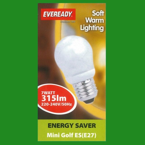 4x 7W (=25W) Mini Golf Ball Round G45 CFL ES E27 Light Bulb, Edison Screw, Lamp - Picture 3 of 3