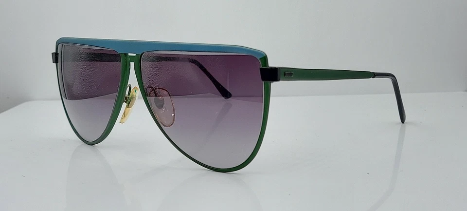 Gafas de sol vintage Tura 16 azul verde ovaladas de metal Italia ¡con lentes nuevas! Foto 2 de 4