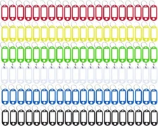 120 Pack Plastic Key Tags with Label Window ID Tag & Split Ring Keychain6 Colors