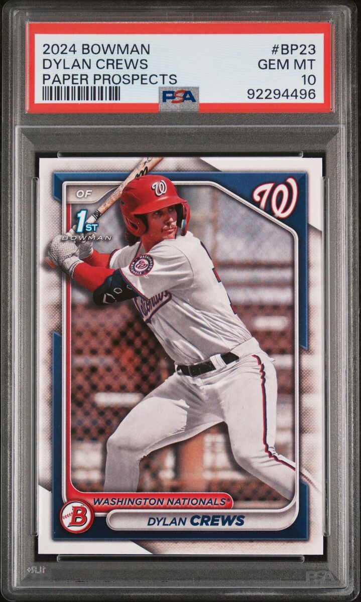 PSA 10 DYLAN CREWS 1st 2024 Bowman Paper Prospects NATIONALS PSA 10 DYLAN CREWS 1st 2024 Bowman Paper Prospects NATIONALS