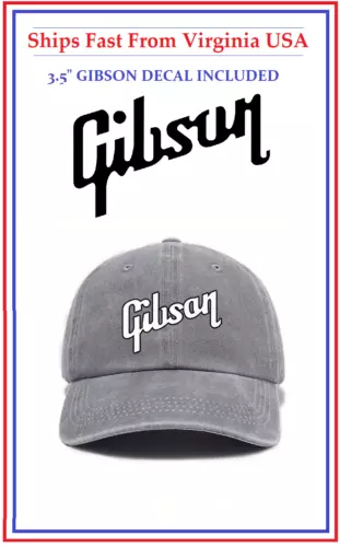 NEW - Vintage Style Gibson Guitar Cap Hat Baseball Gray