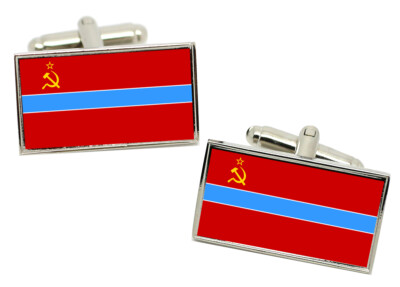Uzbek Soviet Flag Cufflinks in Chrome Gift box