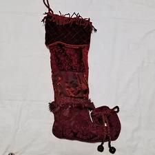 Dillards TRIMMINGS Victorian ELF TOE CHRISTMAS STOCKING Satin Tassels 21"