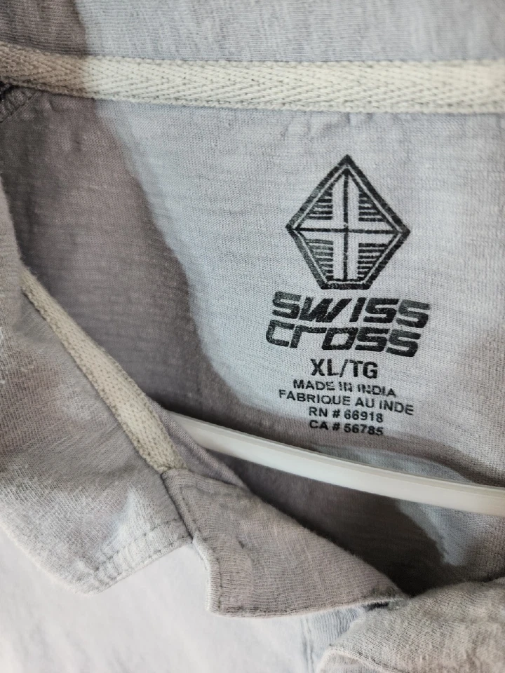Swiss Cross Gray Cotton Short Sleeve Pocket Polo Shirt Mens XL - Image 2 of 4