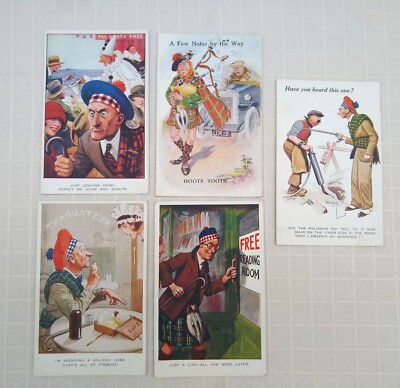 Funny Postcards Canny Scot Humor Lot of 5 by Valentine s Series Vintage Scottish