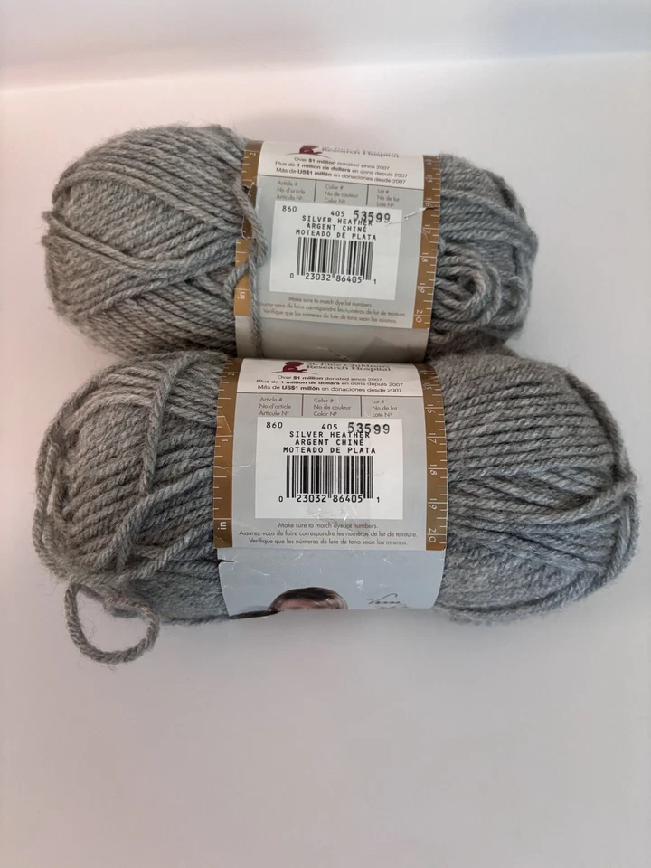 2 madejas marca León Vanna's Choice hilo de brezo plateado 3 OZ madeja acrílica 145 yardas Foto 4 de 4
