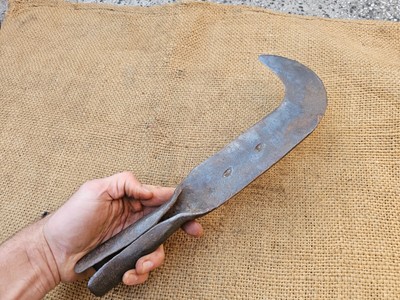 ANTIQUE FASCHINE KNIFE HATCHET BILLHOOK SLASHER AXE TOOL BLACKSMITH HAND FORGED