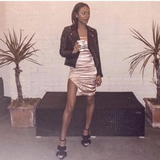 The girlcode Pink silk satin style ruched bodycon dress UK 6.