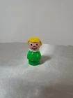 Vintage Fisher Price Little People Girl Child Green Body Yellow Hair Toy Figure