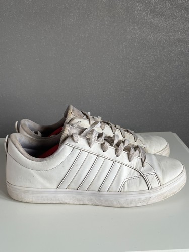 Mens Adidas Neo Triple White Stripe Trainers UK 9.5