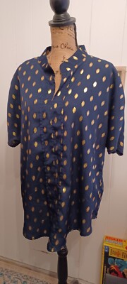 womens blouses 2x plus size, Shien, Navy w/gold, never worn