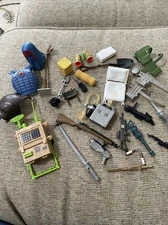Lot of Misc Action Figure Accessories GI Joe Lanard Etc Guns Belts Chest Shields