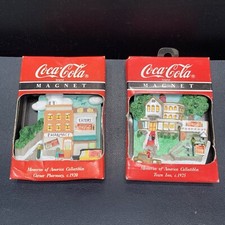 Vintage Coca-Cola Magnet Memories Of America Collectibles, Town Inn, Pharmacy.