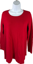 J.Jill Women  s Red Ribbed Side Long Sleeve Sweater - XS