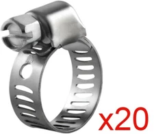 Jolly (20) All 300 Stainless SAE #4 Miniature Hose Clamps 7/32" to 5/8" Range